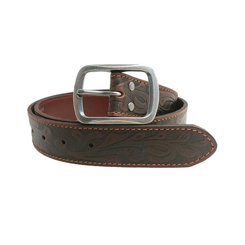 WORKWEAR, SAFETY & CORPORATE CLOTHING SPECIALISTS - Pilbara Western Oval Buckle Tooled Leather Belt