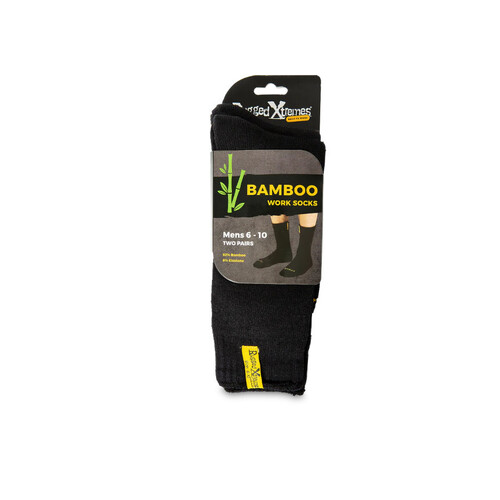 WORKWEAR, SAFETY & CORPORATE CLOTHING SPECIALISTS - TWIN PACK (2 x Pairs) SOCKS ??92% BAMBOO ??SIZE: 6-10 ??BLACK