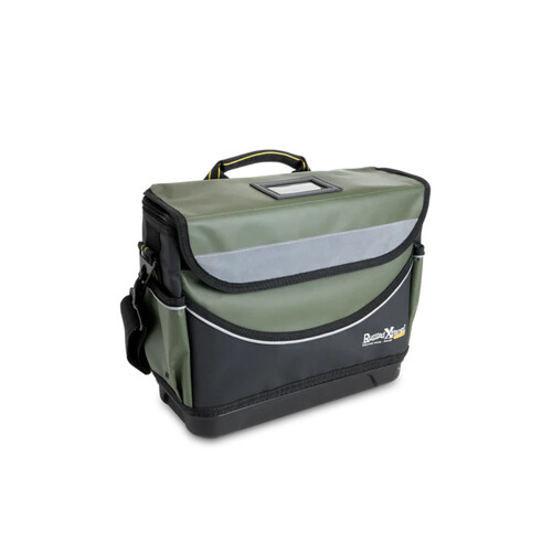 WORKWEAR, SAFETY & CORPORATE CLOTHING SPECIALISTS - DELUXE TOOL BAG ??PVC ??SML ??360 x 160 x 300mm ??GRN/BLK ??PCC ??17L ??2.2kg