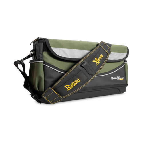 WORKWEAR, SAFETY & CORPORATE CLOTHING SPECIALISTS - BOX OF 5 - DELUXE CANVAS TOOL BAGS / HARD MOULDED EVA BASE - LGE - 600 x 270 x 140mm - GRN/BLK - PCC - 26L - 2.85kg 2018 Update AVAILABLE OCTOBER 18