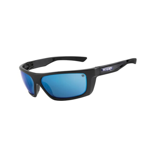 WORKWEAR, SAFETY & CORPORATE CLOTHING SPECIALISTS Flash Jet Black Gloss Blue Mirror Lens