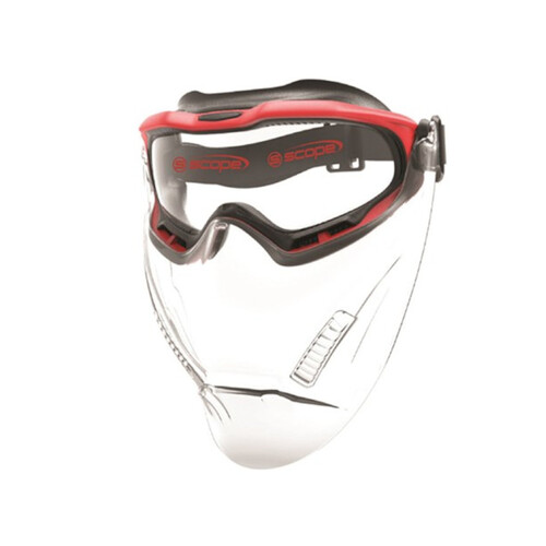 WORKWEAR, SAFETY & CORPORATE CLOTHING SPECIALISTS Spartan With Clear Visor/Red Frame Titanium AF/AS Clear Lens