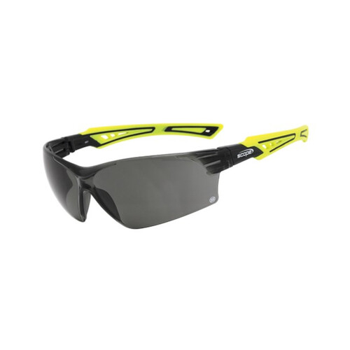 WORKWEAR, SAFETY & CORPORATE CLOTHING SPECIALISTS - Bionix Hi Vis Green/Black Temple Titanium AF/AS Smoke Lens