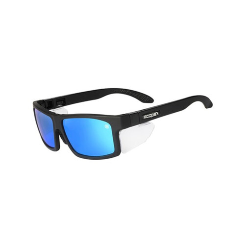 WORKWEAR, SAFETY & CORPORATE CLOTHING SPECIALISTS Cross Fit Frozen Blk Frame Sky Blue Mirror Lens/Inc Spare X-Fit Temples
