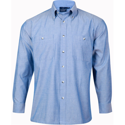 WORKWEAR, SAFETY & CORPORATE CLOTHING SPECIALISTS - Mens w/f chambray shirt L/S