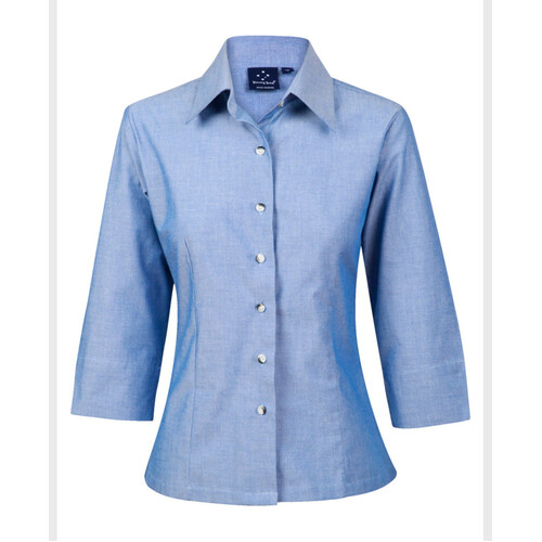 WORKWEAR, SAFETY & CORPORATE CLOTHING SPECIALISTS Ladies' wrinkle free chambray shirt 3/4 sleeve