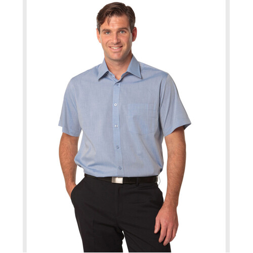 WORKWEAR, SAFETY & CORPORATE CLOTHING SPECIALISTS Men's Fine Chambray Short Sleeve Shirt