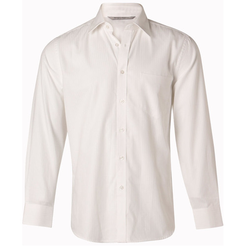 WORKWEAR, SAFETY & CORPORATE CLOTHING SPECIALISTS Men's Mini Herringbone Long Sleeve Shirt
