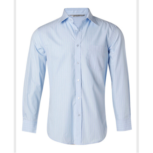 WORKWEAR, SAFETY & CORPORATE CLOTHING SPECIALISTS - Men's Pin Stripe Long Sleeve Shirt