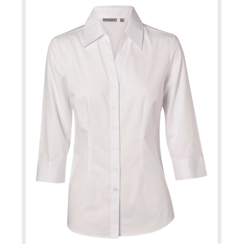 WORKWEAR, SAFETY & CORPORATE CLOTHING SPECIALISTS Women's Cotton/Poly Stretch 3/4 Sleeve Shirt