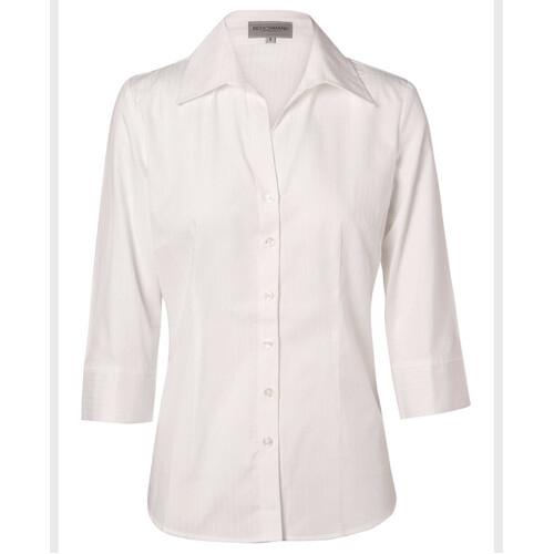 WORKWEAR, SAFETY & CORPORATE CLOTHING SPECIALISTS Women's Self Stripe 3/4 Sleeve Shirt