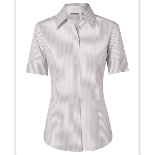 WORKWEAR, SAFETY & CORPORATE CLOTHING SPECIALISTS Women's Ticking Stripe S/S Shirt