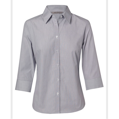 WORKWEAR, SAFETY & CORPORATE CLOTHING SPECIALISTS Women's Fine Stripe 3/4 Sleeve Shirt