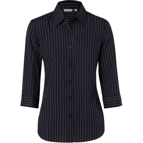 WORKWEAR, SAFETY & CORPORATE CLOTHING SPECIALISTS - Women's Pin Stripe 3/4 Sleeve Shirt