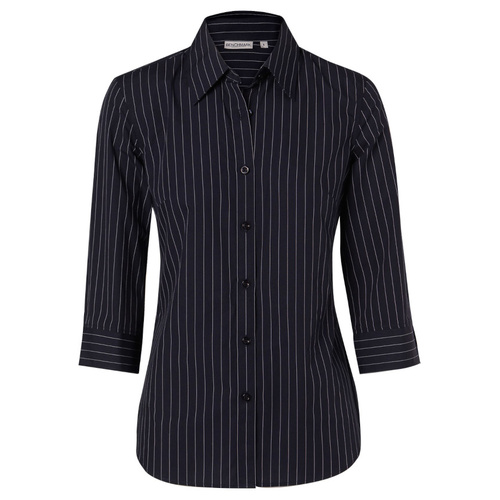 WORKWEAR, SAFETY & CORPORATE CLOTHING SPECIALISTS Women's Pin Stripe 3/4 Sleeve Shirt