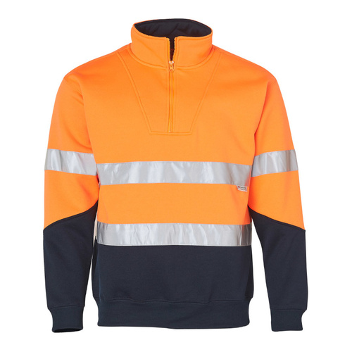 WORKWEAR, SAFETY & CORPORATE CLOTHING SPECIALISTS - Hi-Vis L/S Fleecy Collar Sweater 3M Tapes
