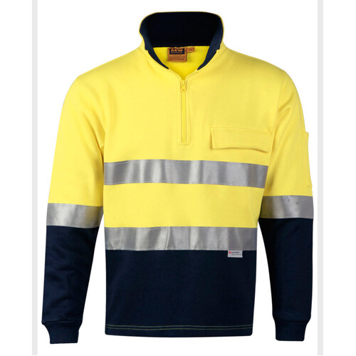 WORKWEAR, SAFETY & CORPORATE CLOTHING SPECIALISTS - Hi-Vis Two Tone Cotton Fleecy Sweat With 3M tapes