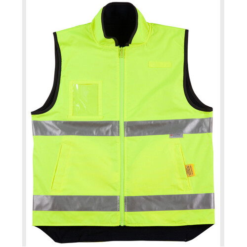 WORKWEAR, SAFETY & CORPORATE CLOTHING SPECIALISTS - Hi-Vis Reversible Mandarine Collar Safety Vest w/ 3M Tape