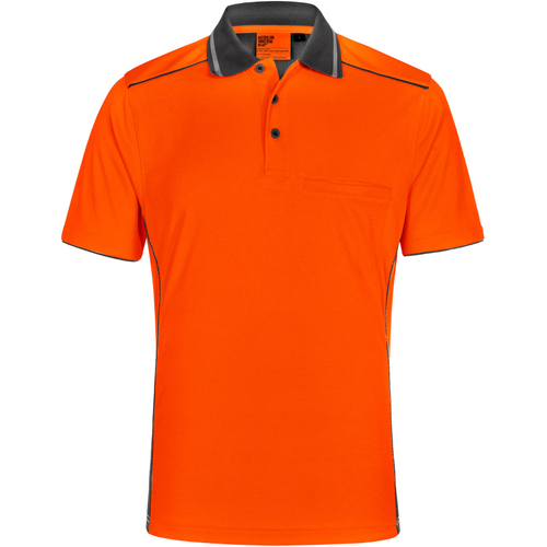 WORKWEAR, SAFETY & CORPORATE CLOTHING SPECIALISTS - Hi-Vis Bamboo Charcoal Vented S/S Polo