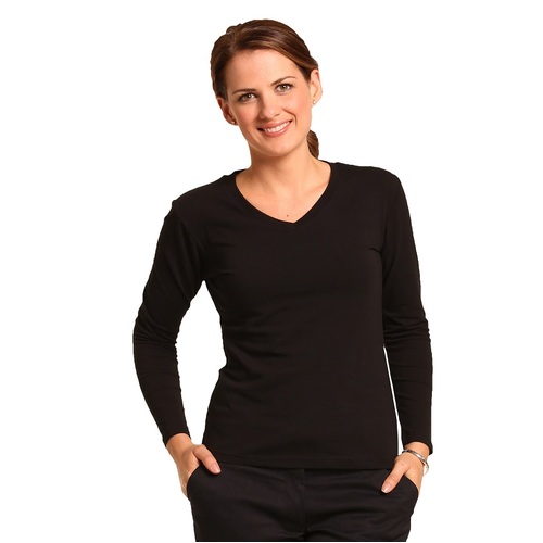 WORKWEAR, SAFETY & CORPORATE CLOTHING SPECIALISTS - Ladies' V-Neck L/S Tee