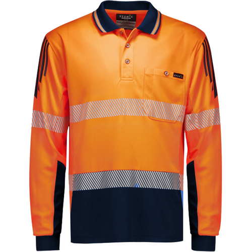 WORKWEAR, SAFETY & CORPORATE CLOTHING SPECIALISTS Mens Hi Vis Flux Segmented Tape Long Sleeve Polo