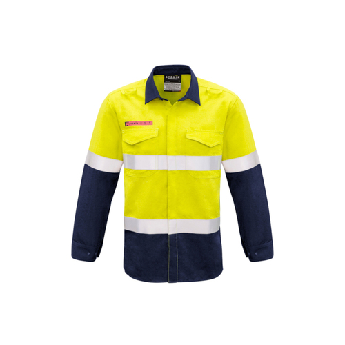 WORKWEAR, SAFETY & CORPORATE CLOTHING SPECIALISTS - DISCONTINUED - DISCONTINUED - Mens Red Flame Hi Vis Shirt - Hoop Taped