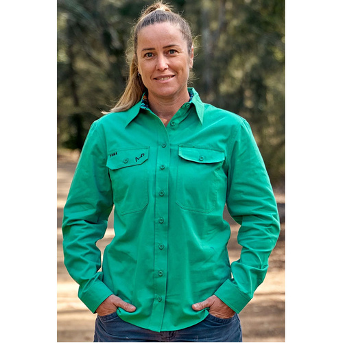 WORKWEAR, SAFETY & CORPORATE CLOTHING SPECIALISTS Womens Gone Fishin Undercover Mutter Full Button Workshirt