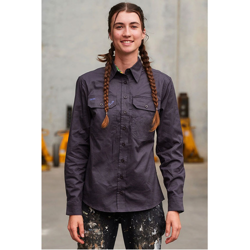 WORKWEAR, SAFETY & CORPORATE CLOTHING SPECIALISTS - Womens Party Animals Undercover Mutter Full Button Workshirt