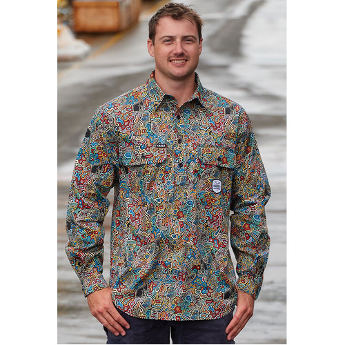 WORKWEAR, SAFETY & CORPORATE CLOTHING SPECIALISTS Mens Wheres Wallaby Long Sleeve Half Button Workshirt