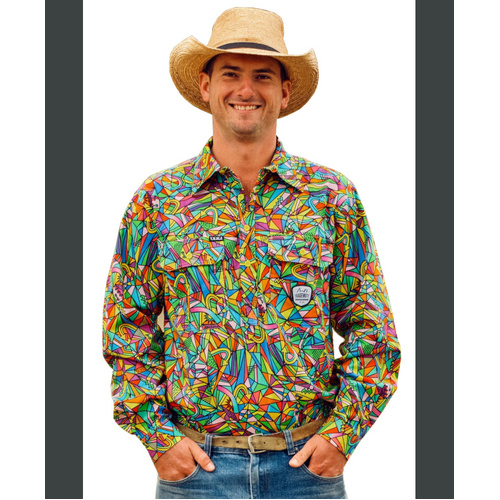 WORKWEAR, SAFETY & CORPORATE CLOTHING SPECIALISTS - Men's Bonza Long Sleeve Full Print Full Button Workshirt