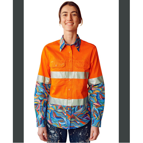 WORKWEAR, SAFETY & CORPORATE CLOTHING SPECIALISTS Women's Snazzy Orange Day/Night Hi Vis Full Button Workshirt