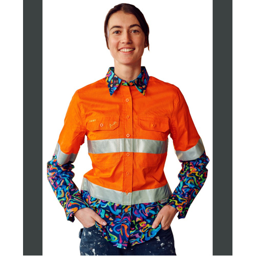 WORKWEAR, SAFETY & CORPORATE CLOTHING SPECIALISTS Women's Pearler Orange Day/Night Hi Vis Workshirt