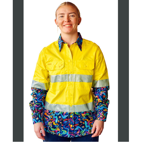 WORKWEAR, SAFETY & CORPORATE CLOTHING SPECIALISTS - Women's Pearler Yellow Day/Night Hi Vis Workshirt