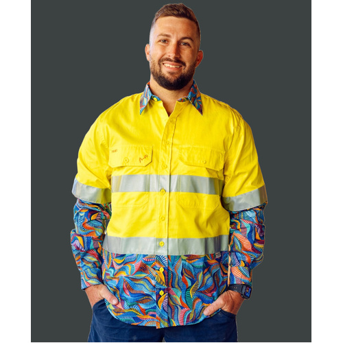 WORKWEAR, SAFETY & CORPORATE CLOTHING SPECIALISTS - Men's Snazzy Yellow Day/Night Hi Vis Full Button Workshirt