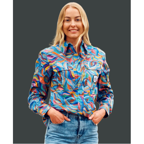 WORKWEAR, SAFETY & CORPORATE CLOTHING SPECIALISTS Women's Snazzy Full Button Full Print Workshirt
