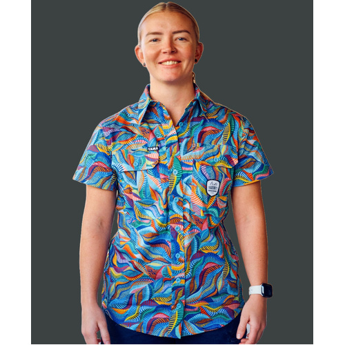 WORKWEAR, SAFETY & CORPORATE CLOTHING SPECIALISTS Women's Snazzy Short Sleeve Full Print Workshirt