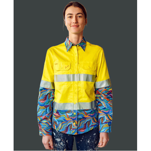 WORKWEAR, SAFETY & CORPORATE CLOTHING SPECIALISTS Women's Snazzy Yellow Day/Night Hi Vis Full Button Workshirt