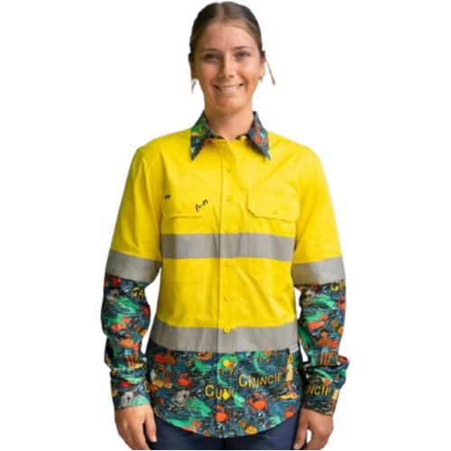 WORKWEAR, SAFETY & CORPORATE CLOTHING SPECIALISTS - Women's Stop Croc & Roll Yellow Day/Night Hi Vis Work Shirt