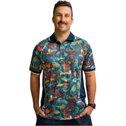 WORKWEAR, SAFETY & CORPORATE CLOTHING SPECIALISTS - Unisex Stop Croc & Roll Full Print Short Sleeve Polo