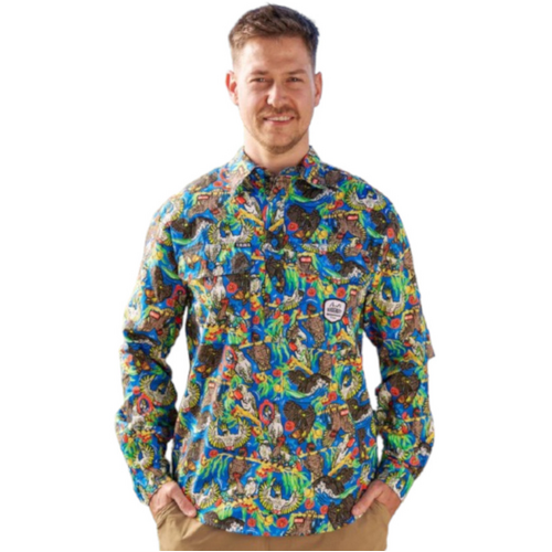 WORKWEAR, SAFETY & CORPORATE CLOTHING SPECIALISTS Men's Light Weight Flock Around & Find Out Half Button Work Shirt