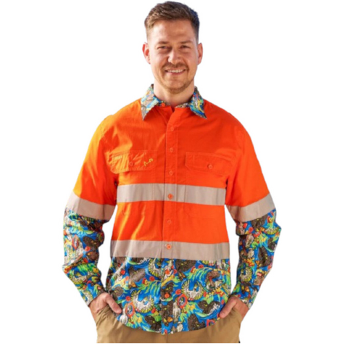 WORKWEAR, SAFETY & CORPORATE CLOTHING SPECIALISTS Men's Flock Around & Find Out Orange Day/Night Hi Vis Work Shirt