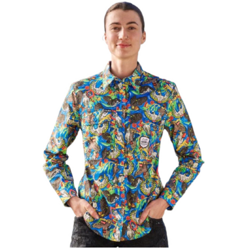 WORKWEAR, SAFETY & CORPORATE CLOTHING SPECIALISTS - Women's Light Weight Flock Around & Find Out Full Button Work Shirt