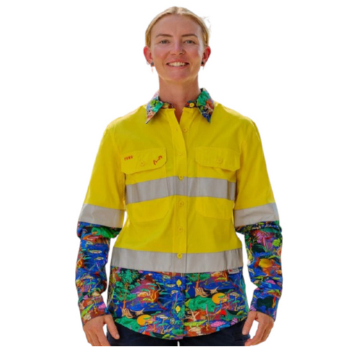 WORKWEAR, SAFETY & CORPORATE CLOTHING SPECIALISTS Women's Water You Looking At Yellow Day/Night Hi Vis Work Shirt