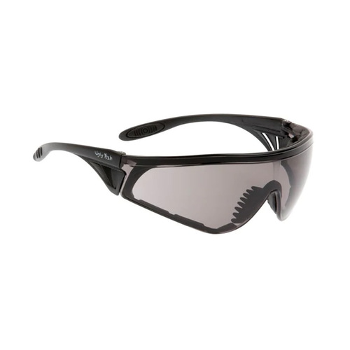 WORKWEAR, SAFETY & CORPORATE CLOTHING SPECIALISTS - FLARE with Vented Arms & Protective Seal - Matt Black Frame, Smoke Lens - Safety Glasses