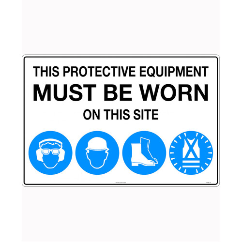 WORKWEAR, SAFETY & CORPORATE CLOTHING SPECIALISTS - 900x600mm - Corflute - This Protective Equipment Must be Worn on This Site (with 101, 105, 112, 114)