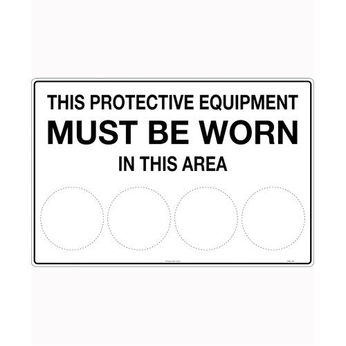 WORKWEAR, SAFETY & CORPORATE CLOTHING SPECIALISTS 900x600mm - Metal - This Protective Equipment Must be Worn in This Area (blank)