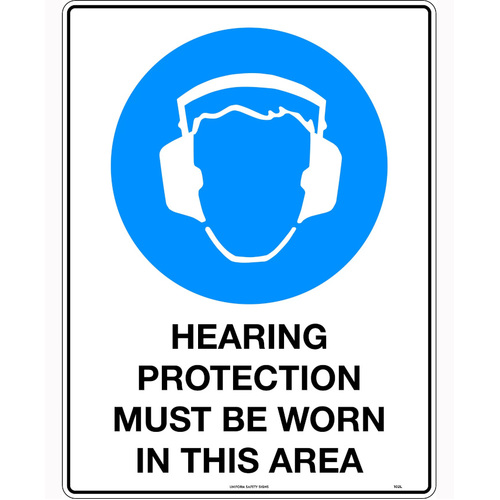 WORKWEAR, SAFETY & CORPORATE CLOTHING SPECIALISTS - 600x400mm - Metal, Class 1 Reflective - Hearing Protection Must Be Worn In This Area