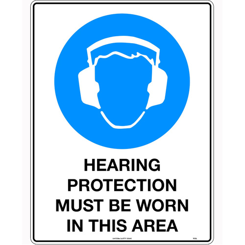 WORKWEAR, SAFETY & CORPORATE CLOTHING SPECIALISTS - 90x55mm - Self Adhesive - Sheet of 10 - Hearing Protection Must be Worn