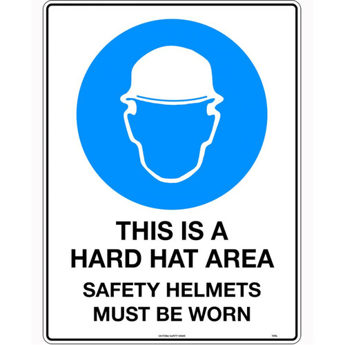 WORKWEAR, SAFETY & CORPORATE CLOTHING SPECIALISTS - 600x400mm - Metal, Class 1 Reflective - This is a Hard Hat Area Safety Helmets Must be Worn