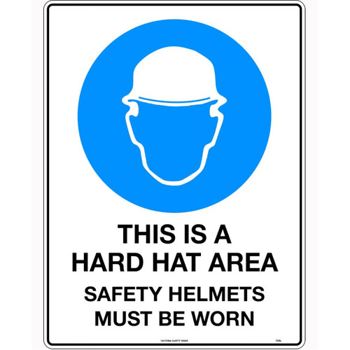 WORKWEAR, SAFETY & CORPORATE CLOTHING SPECIALISTS - 300x225mm - Metal - This is a Hard Hat Area Safety Helmets Must be Worn